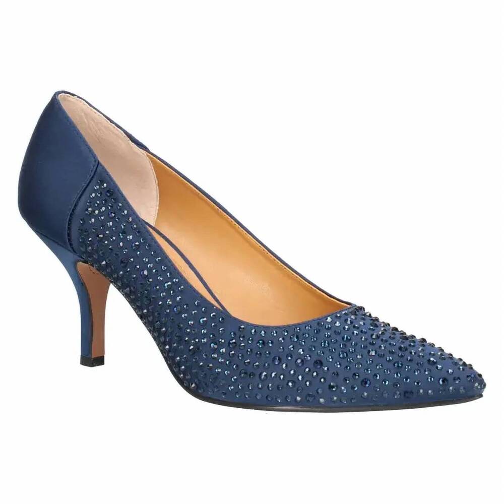NEW J. RENEE women's rishna pointy toe pumps in navy rhinestone